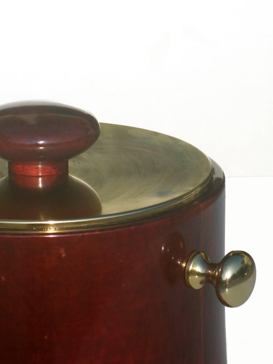 Mid-Century Modern 1950s by Aldo Tura Italian Midcentury Lacquered Goatskin Ice Bucket