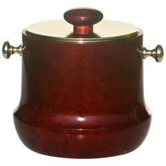 Vintage 1950s by Aldo Tura Italian Midcentury Lacquered Goatskin Ice Bucket