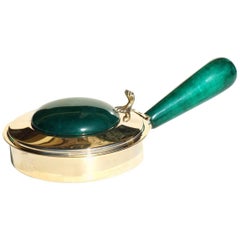 Vintage 1950s by Aldo Tura Midcentury Italy Green Malachite Goatskin Silent Butler