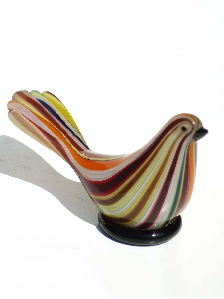 Italian 1950s by Barovier & Toso Multi-Color Midcentury Glass Murano Animal Bird