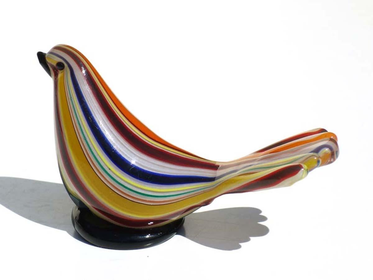 1950s by Barovier & Toso Multi-Color Midcentury Glass Murano Animal Bird In Excellent Condition In Brescia, IT