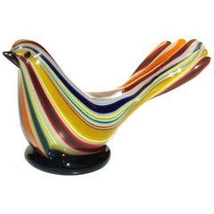 1950s by Barovier & Toso Multi-Color Midcentury Glass Murano Animal Bird