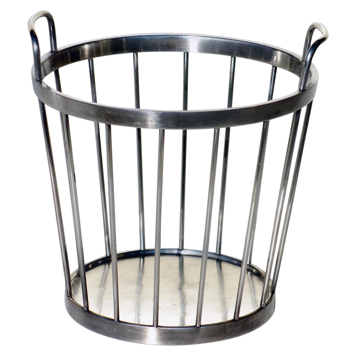 1950s by Broggi Milano Italian Midcentury Silver Alpaca Fruit Basket For Sale