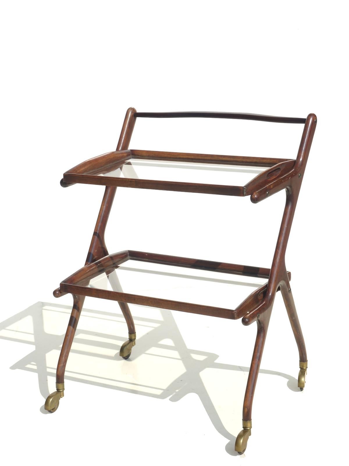 Mid-20th Century 1950s by Cesare Lacca Italian Design Midcentury Bar Cart Trolley For Sale