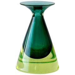 1950s by Flavio Poli Seguso "Sommerso" Green Murano Glass ItalianMidcentury Vase
