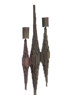 1950s by Gallinaro Brutalist Italian Design Metal Candleholder