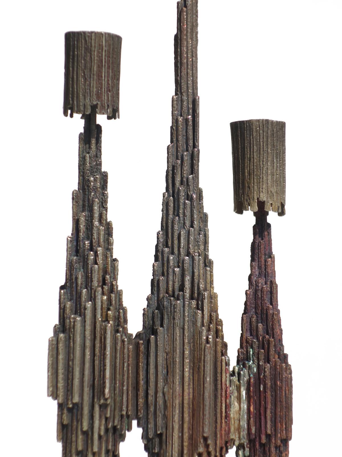 1950s by Gallinaro Brutalistisches Italienisches Design Kerzenhalter aus Metall (Mitte des 20. Jahrhunderts) im Angebot