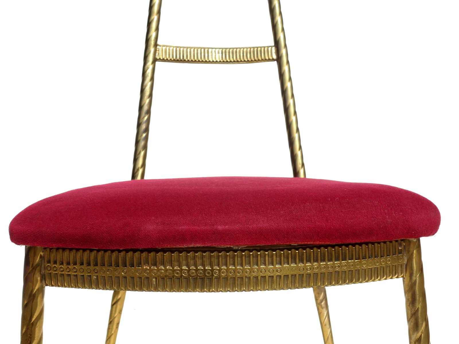 Laiton Paire de chaises de design italien du milieu du siècle dernier par Pozzi et Verga, années 1950 en vente