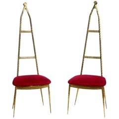 Paire de chaises de design italien du milieu du siècle dernier par Pozzi et Verga, années 1950