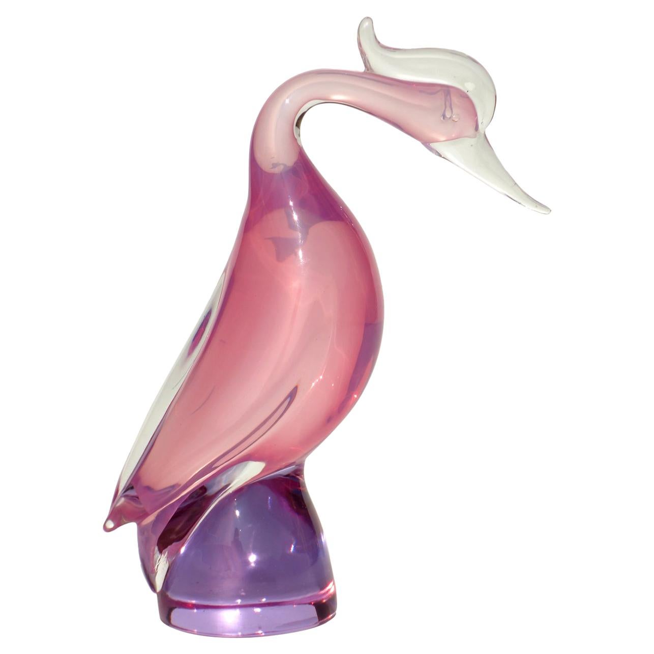 Oiseau en verre de Murano Seguso Vetri d'Arte des années 1950 avec étiquette