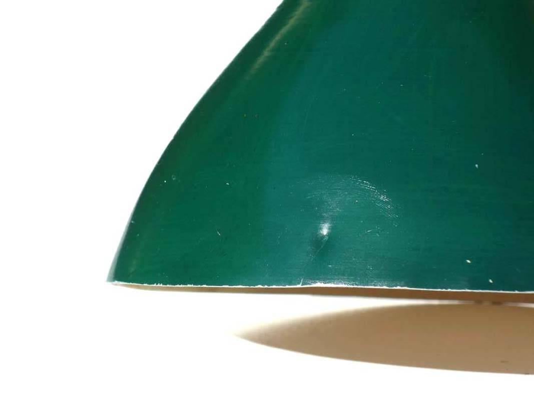 Aluminum 1950s by Stilnovo Italian Design Brass Green Applique Adjustable Wall Lamp For Sale