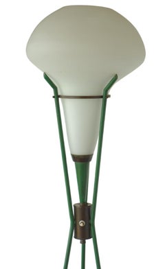 1950s by Stilnovo Italian Midcentury Design Glass Brass Green Floor Lamp