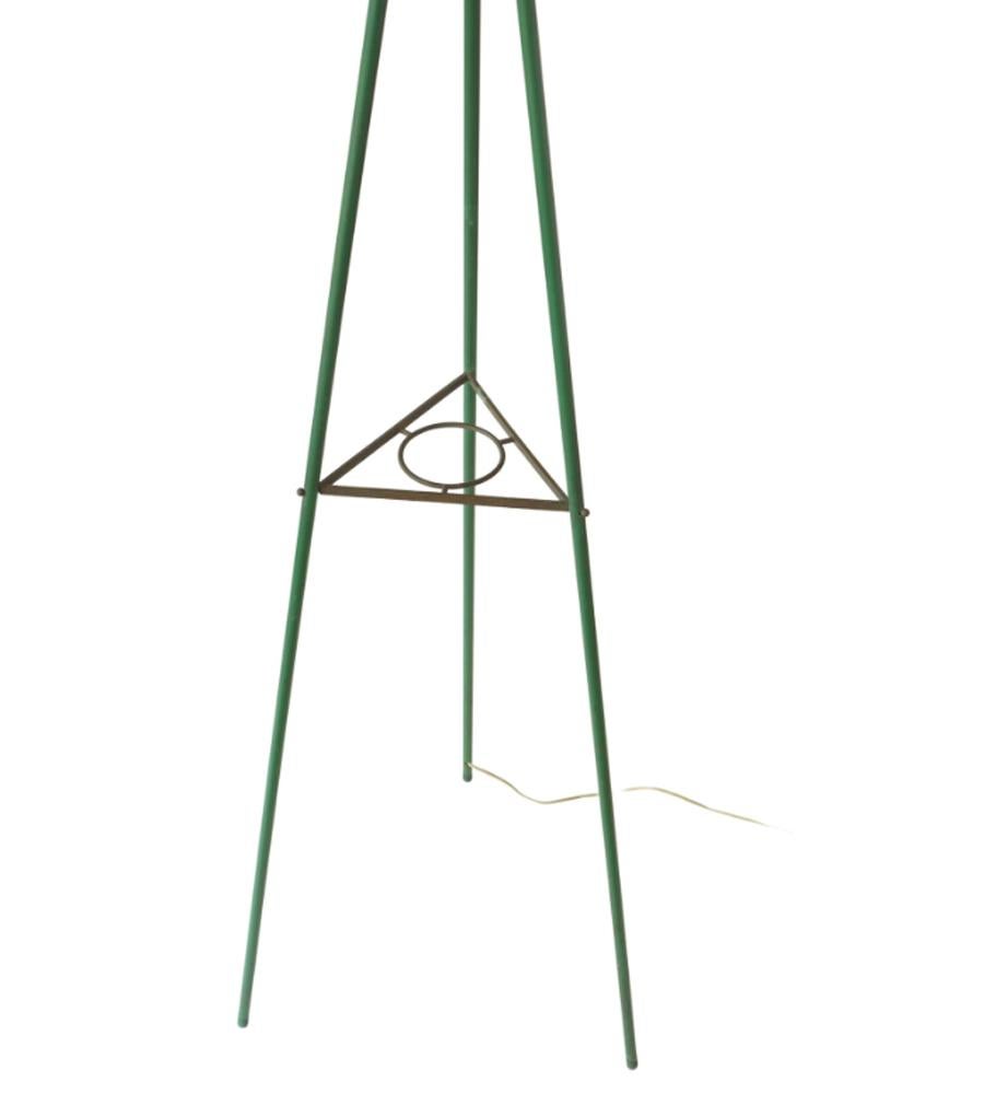 Mid-20th Century 1950s by Stilnovo Italian Midcentury Design Glass Brass Green Floor Lamp For Sale