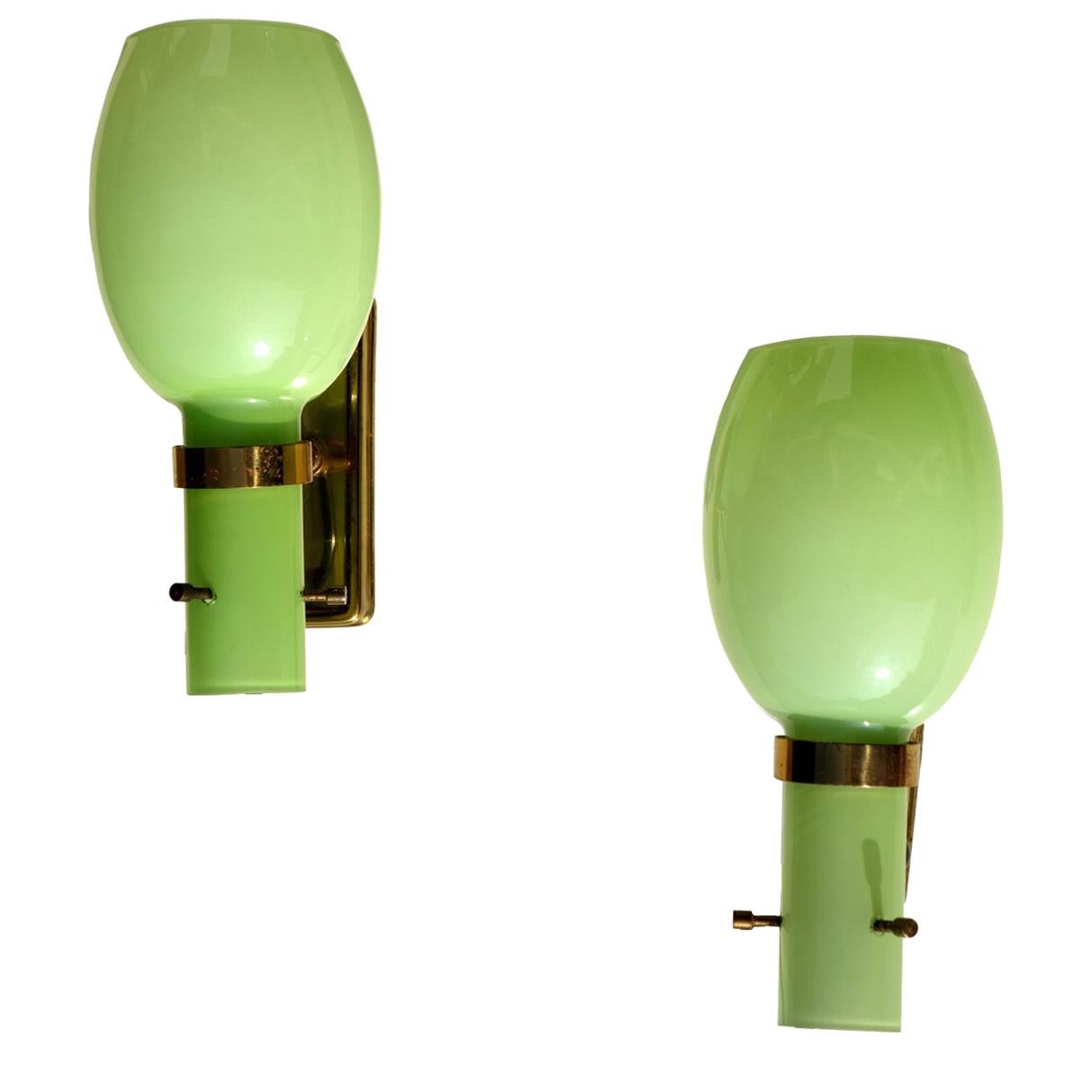 1950s by Stilnovo Italian Midcentury Design Pair of Wall Lamps For Sale