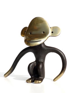 1950s by Walter Bosse Austria Design Brass Bronze Monkey Cork Screw