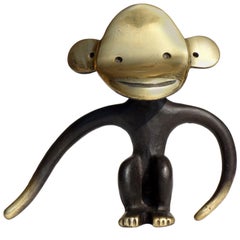 1950 di Walter Bosse Austria Design Ottone Bronzo Scimmia Sughero Vite