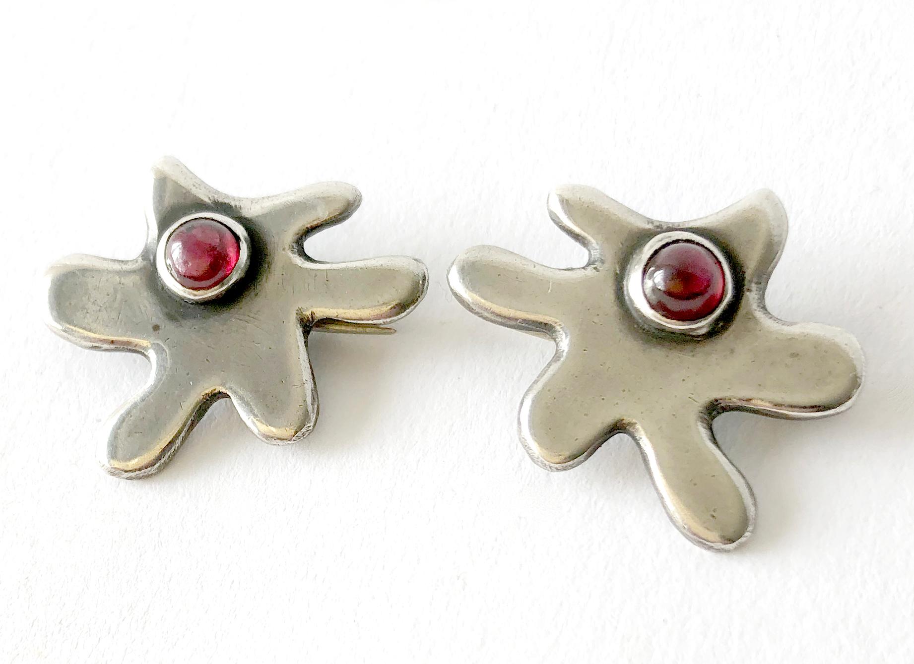 Women's or Men's 1950s Sterling Silver Garnet California Studio Scatter Pins by Byron