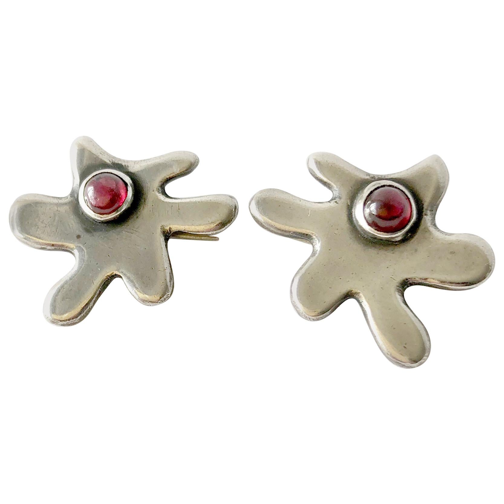 1950s Sterling Silver Garnet California Studio Scatter Pins by Byron