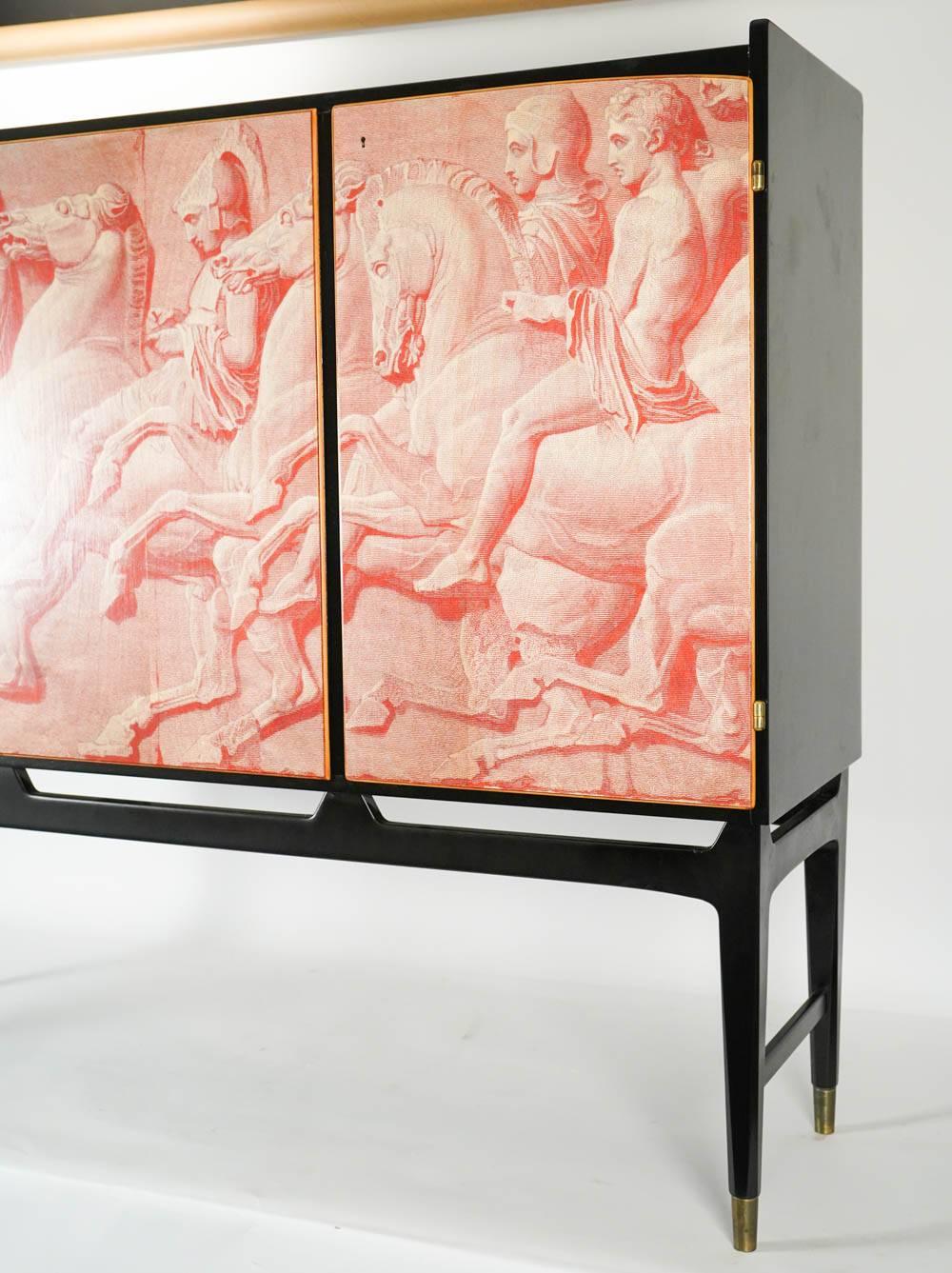 1950s Cabinet Revamped in Fornasetti Taste, Sepia and Black, One of a Kind 1