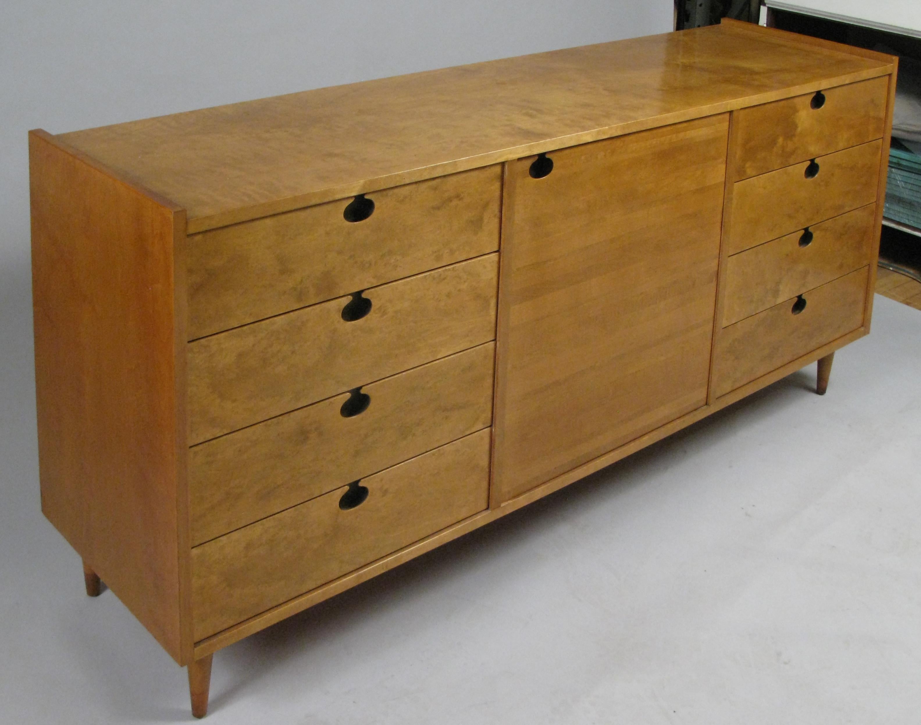 Mid-Century Modern 1950s Cabinet / Sideboard in Maple and Brass by Edmund Spence