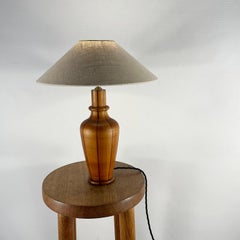Mid-Century Modern Wooden Table Lamp, Hand-Crafted, France, Circa 1950