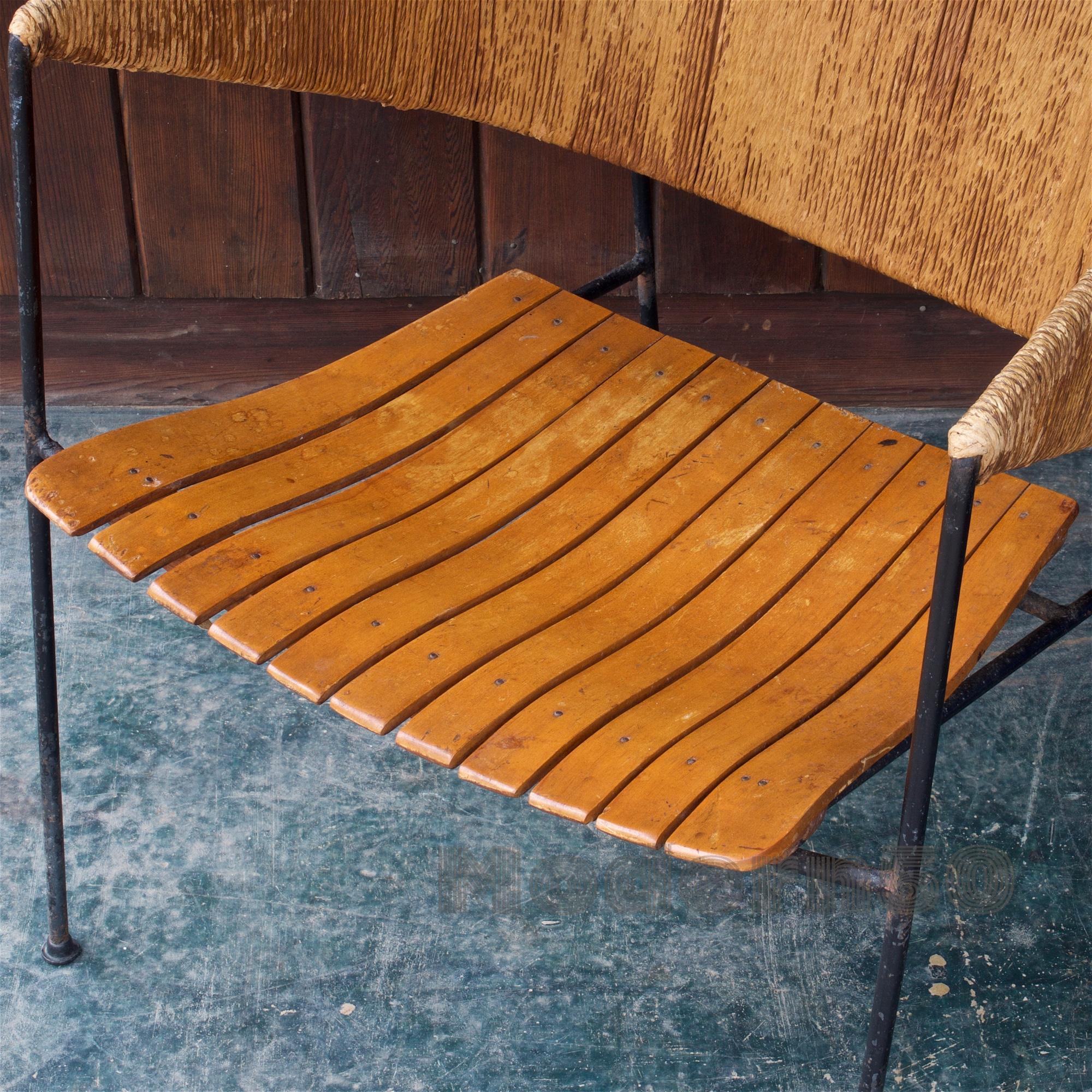 American 1950s Cabin Modern Rustic Iron Slat Chair Arthur Umanoff Shaver Howard Raymor