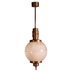 Modern Caccia Dominioni Glass and Brass Chandelier for Azucena