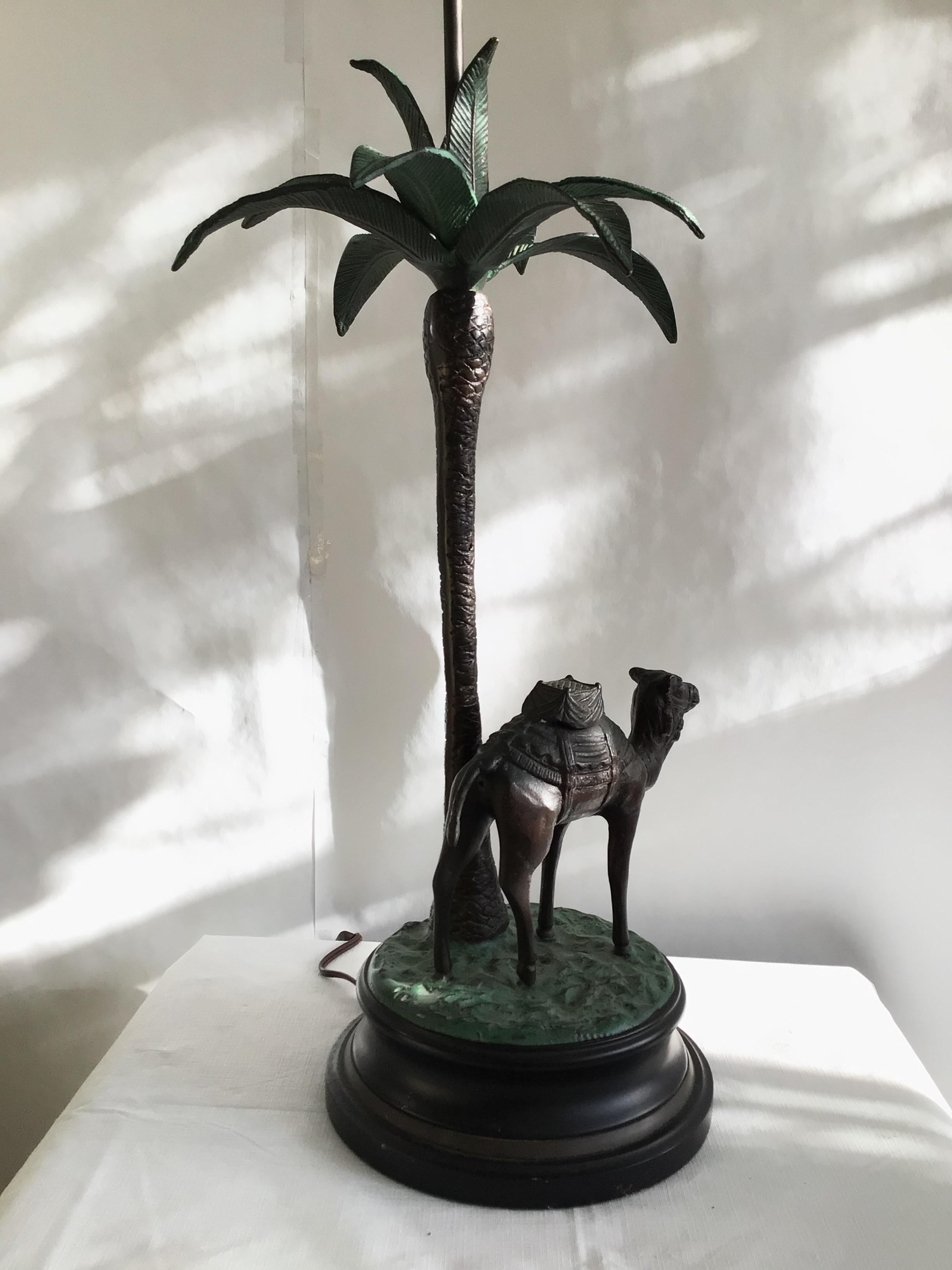 Unknown 1950s Camel & Palm Trees Decorative Table Lamp For Sale