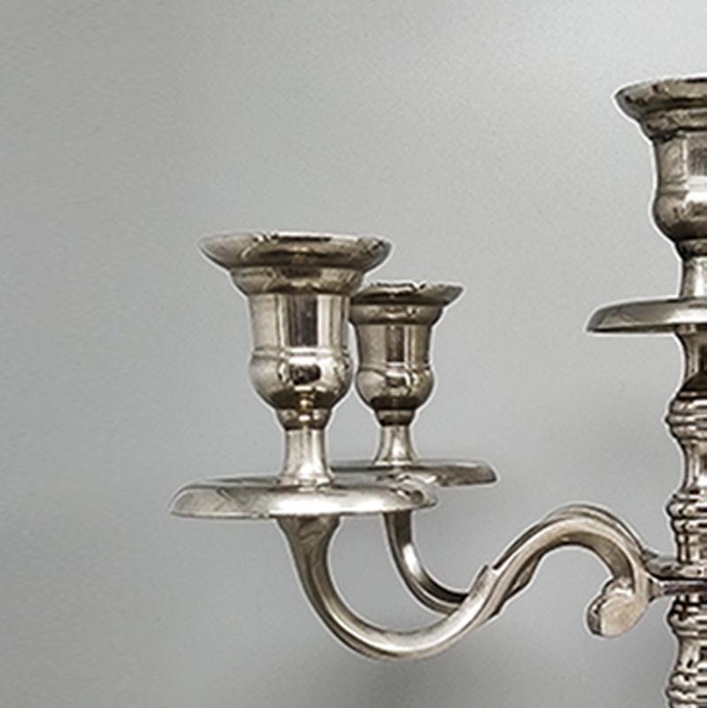 1950s Candelabra for Five Candles in Stainless Steel, Handmade, Made in Italy In Excellent Condition For Sale In Milano, IT