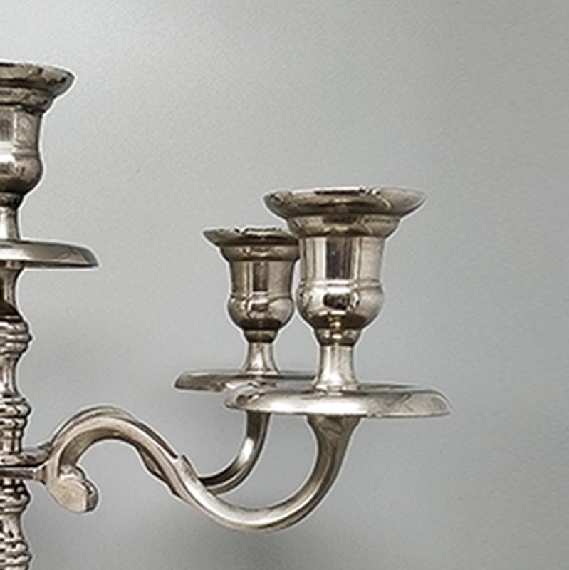 Mid-20th Century 1950s Candelabra for Five Candles in Stainless Steel, Handmade, Made in Italy For Sale