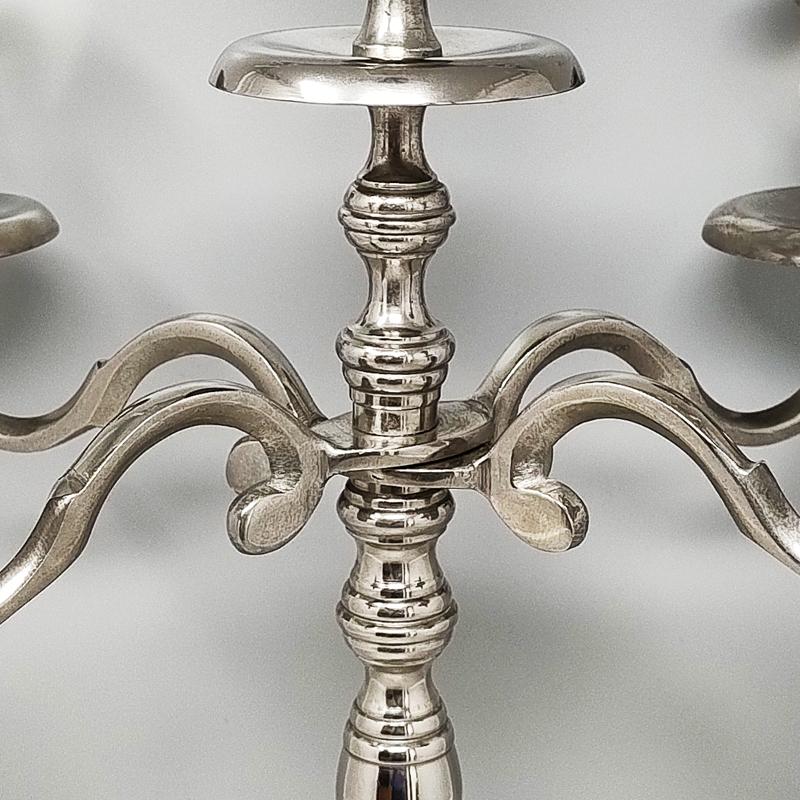 1950s Candelabra for Five Candles in Stainless Steel, Handmade, Made in Italy For Sale 1