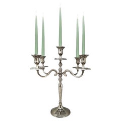 Vintage 1950s Candelabra for Five Candles in Stainless Steel, Handmade, Made in Italy