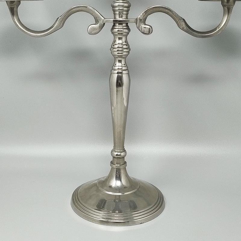 1950s Candelabra for Three Candles in Stainless Steel, Handmade, Made in Italy For Sale 1