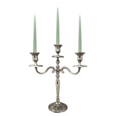 1950s Candelabra for Three Candles in Stainless Steel, Handmade, Made in Italy