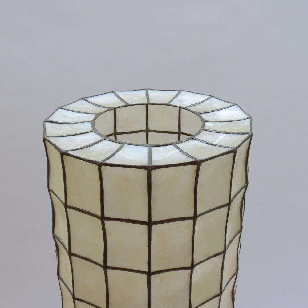 English 1950s Capiz Mother of Pearl Floor Lamp Midcentury Floor Lamp