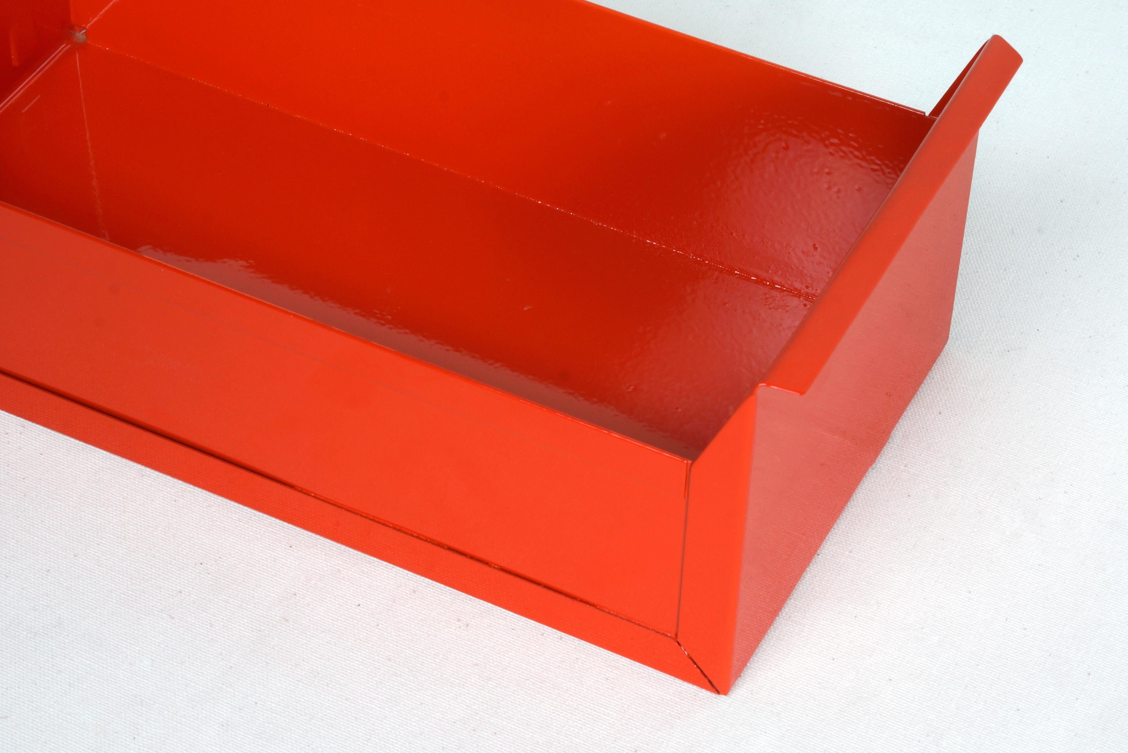 Mid-Century Modern 1950s Card File Drawer, Refinished in Red