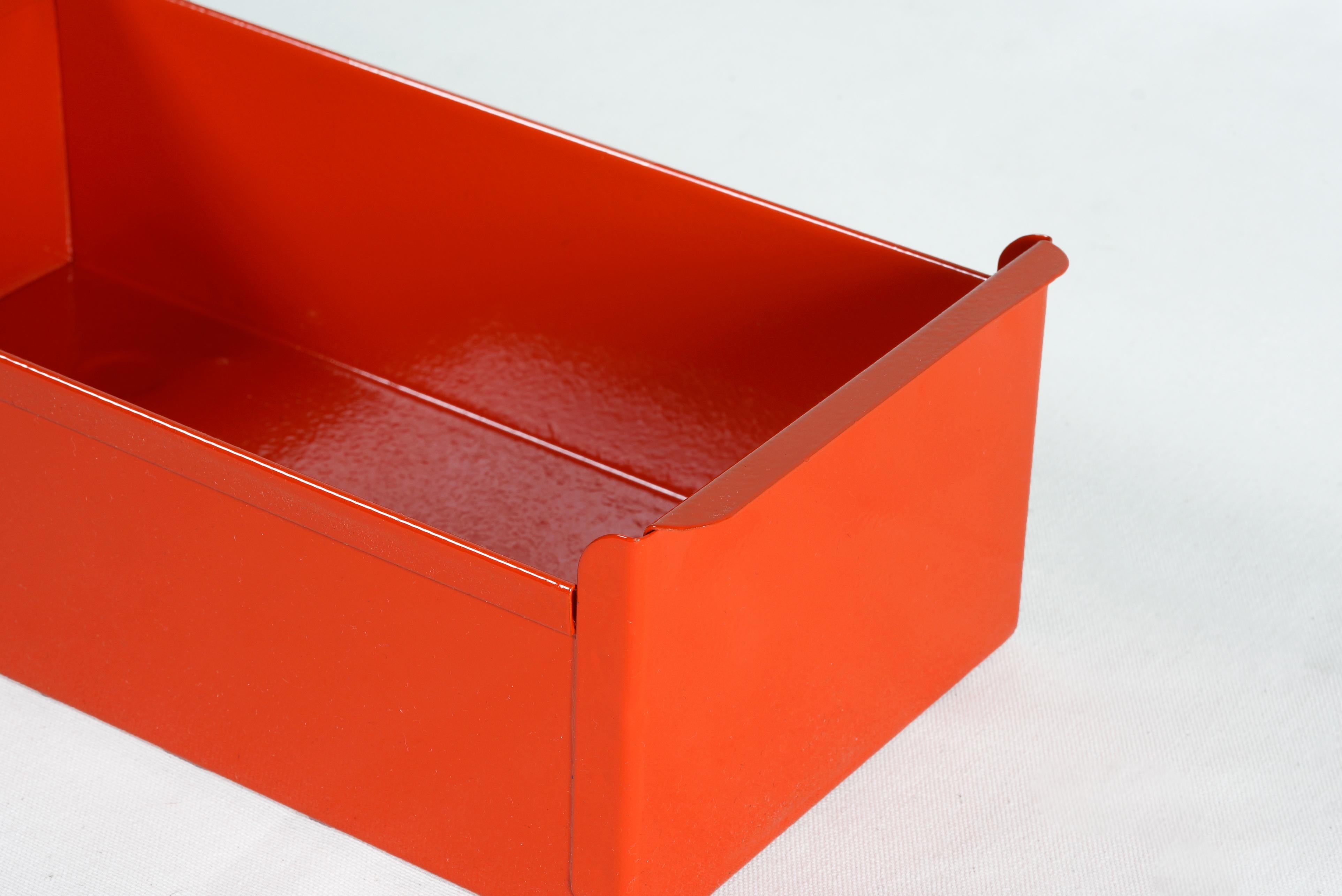 Mid-Century Modern 1950s Card File Drawers, Refinished in Red