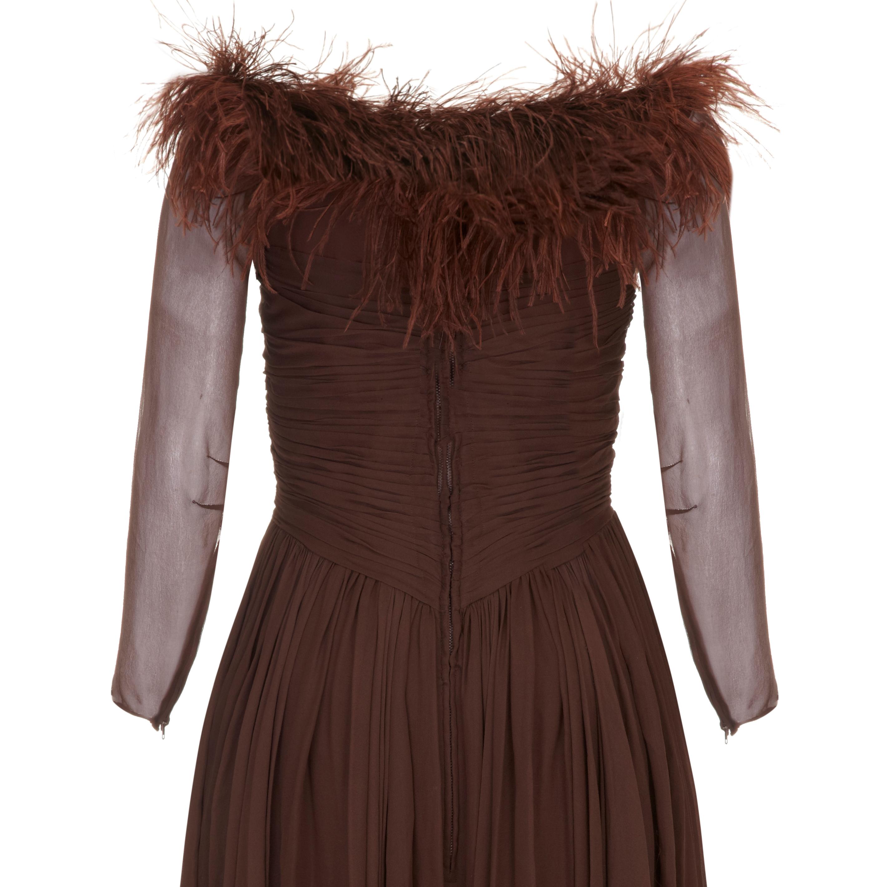 brown feather dress