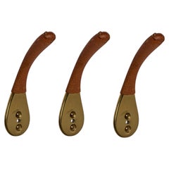 1950s Carl Auböck Leather Wrapped Brass Hook