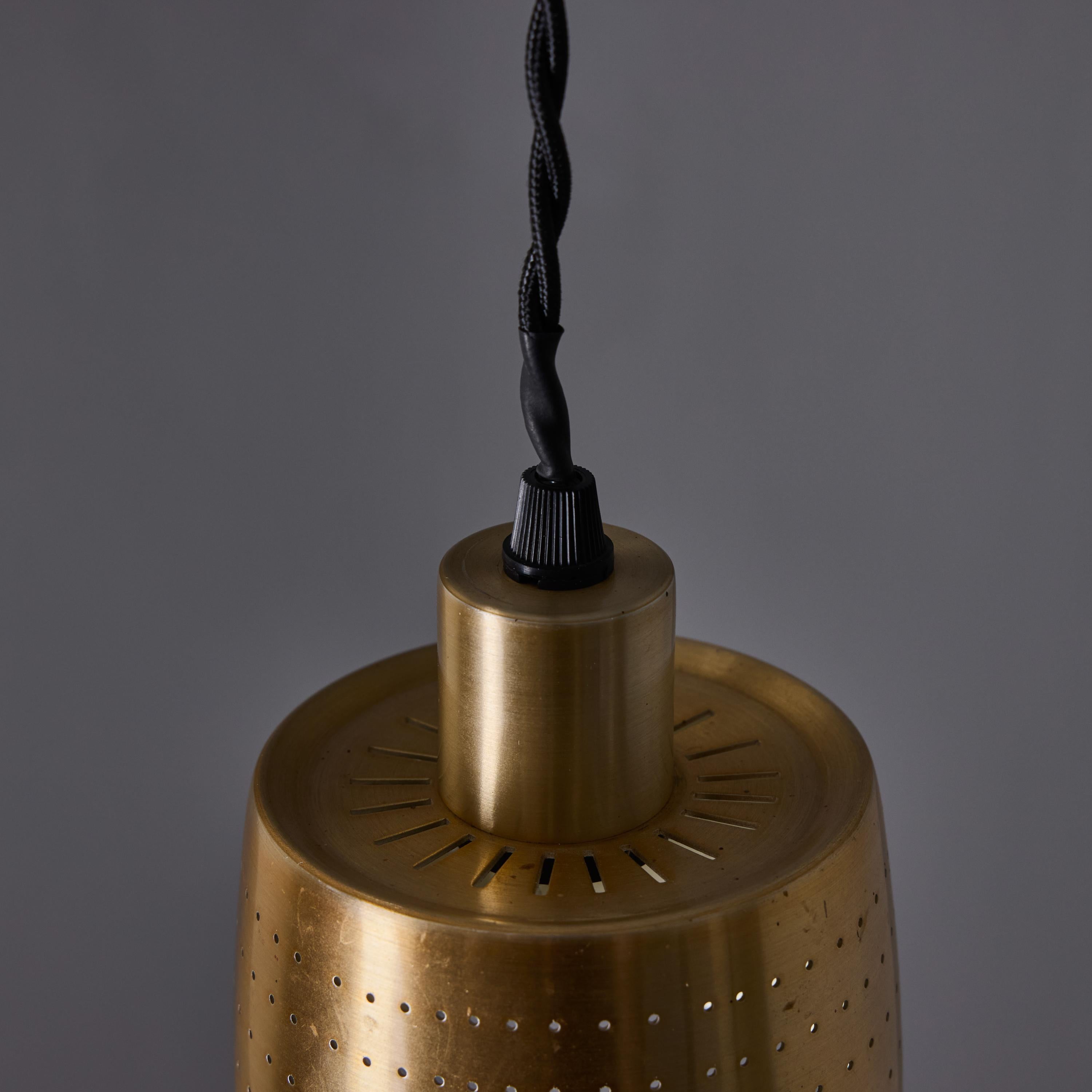 1950s Carl Thore Perforated Brassed Metal Pendant For Sale 4