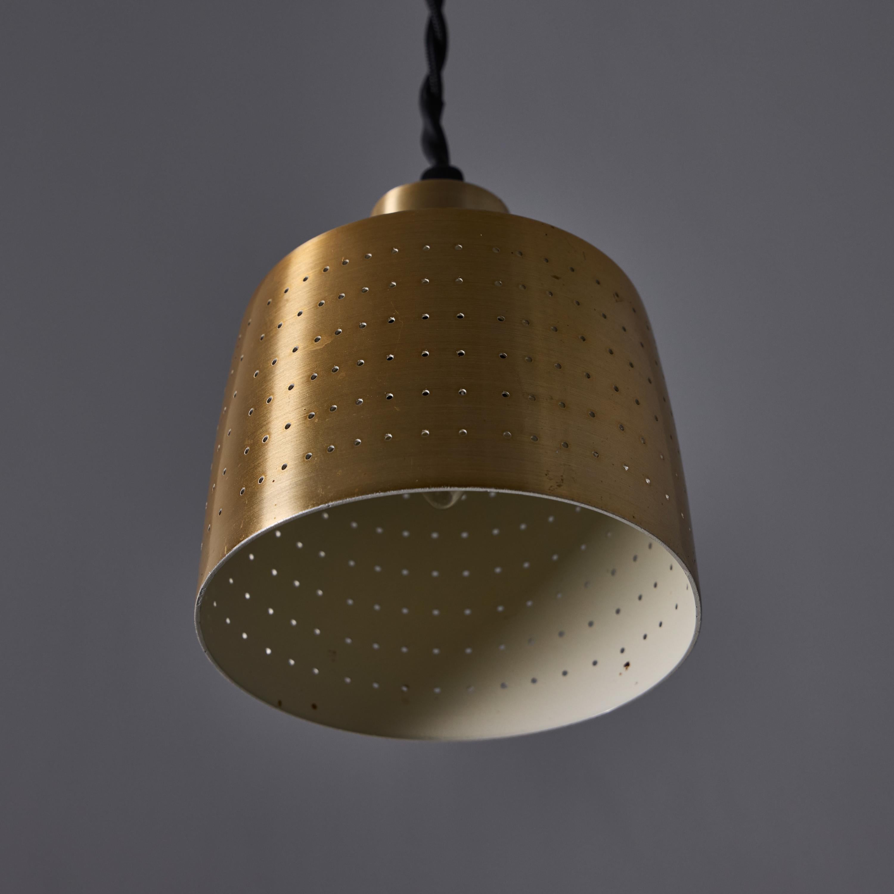 1950s Carl Thore Perforated Brassed Metal Pendant For Sale 6