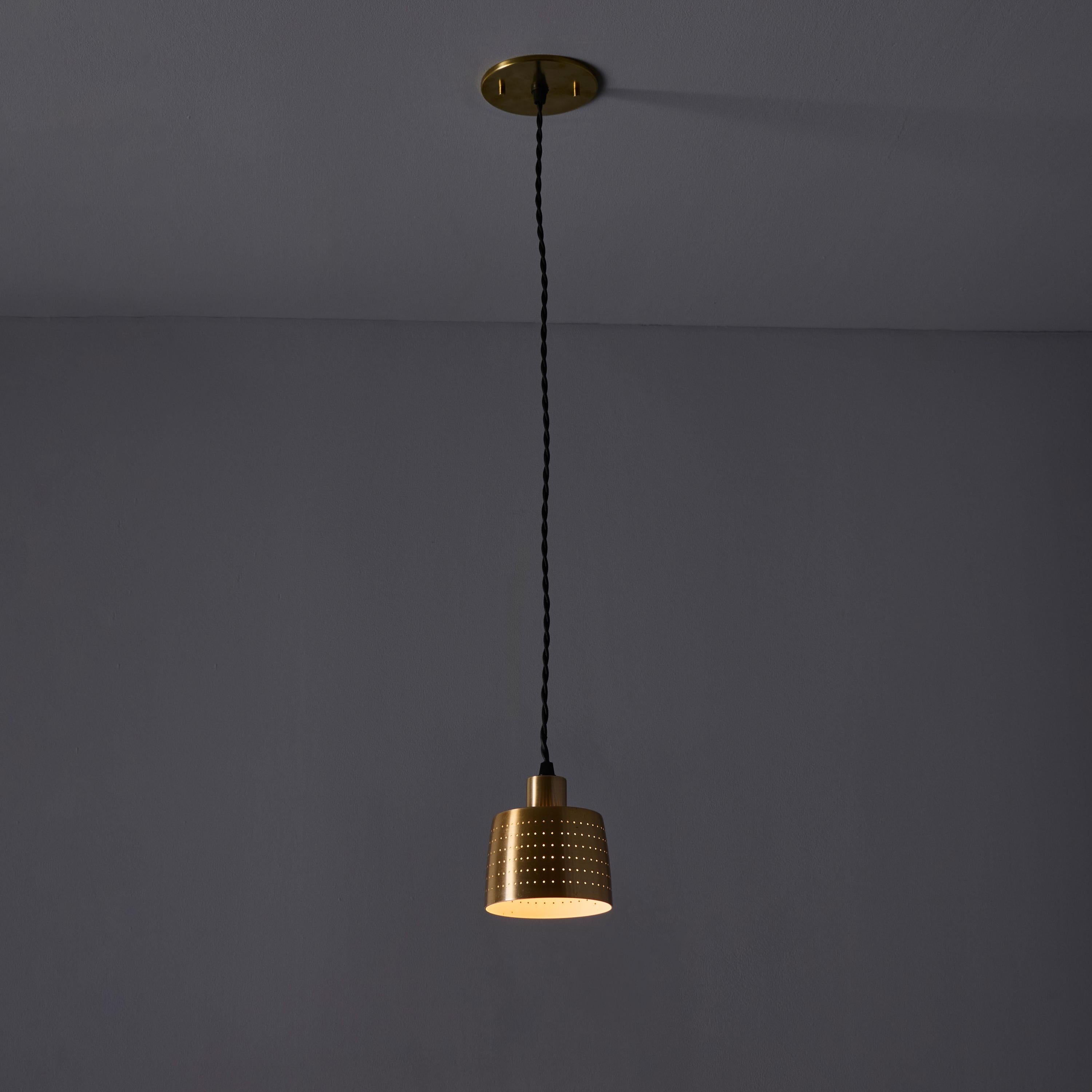 1950s Carl Thore Perforated Brassed Metal Pendant For Sale 9