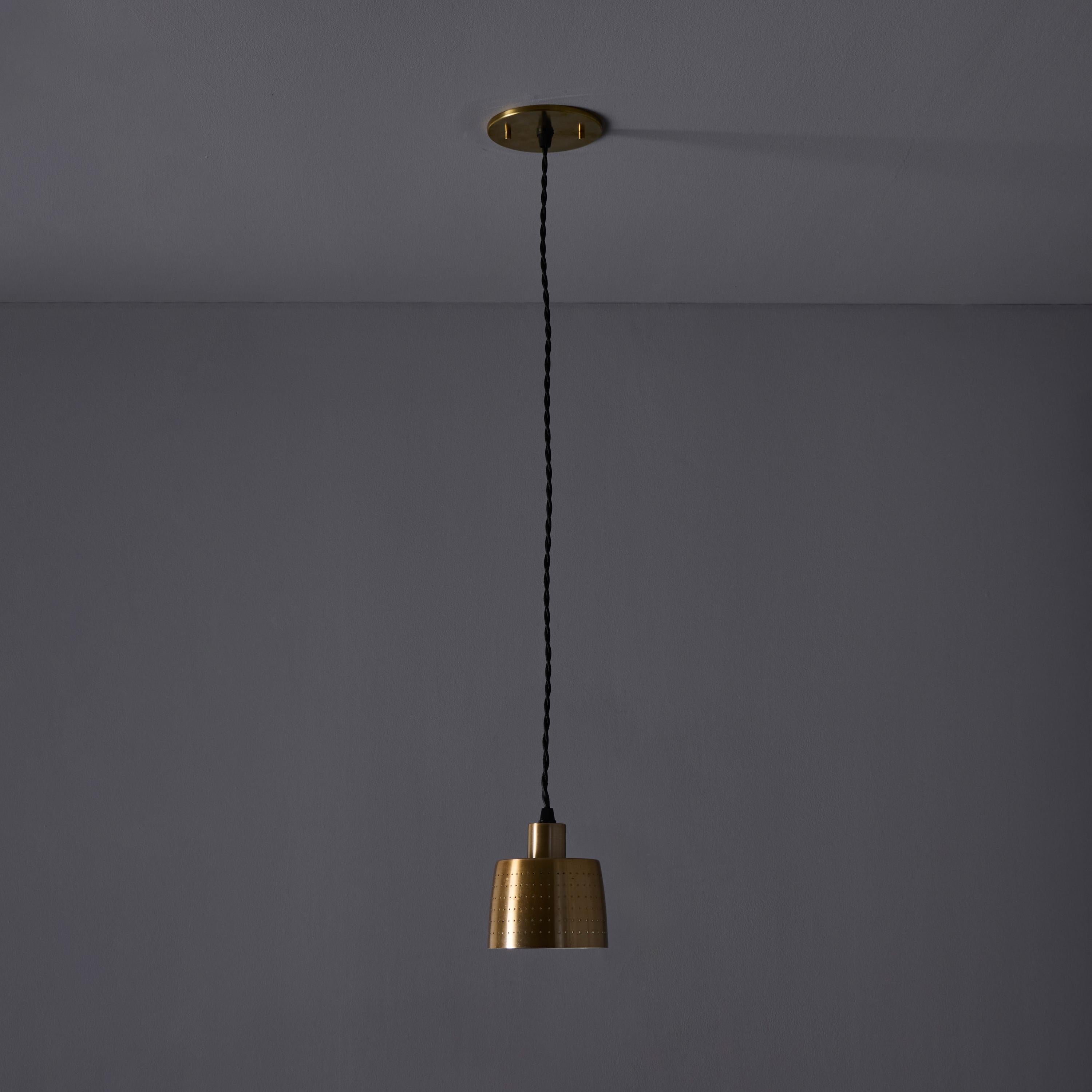 1950s Carl Thore Perforated Brassed Metal Pendant For Sale 11