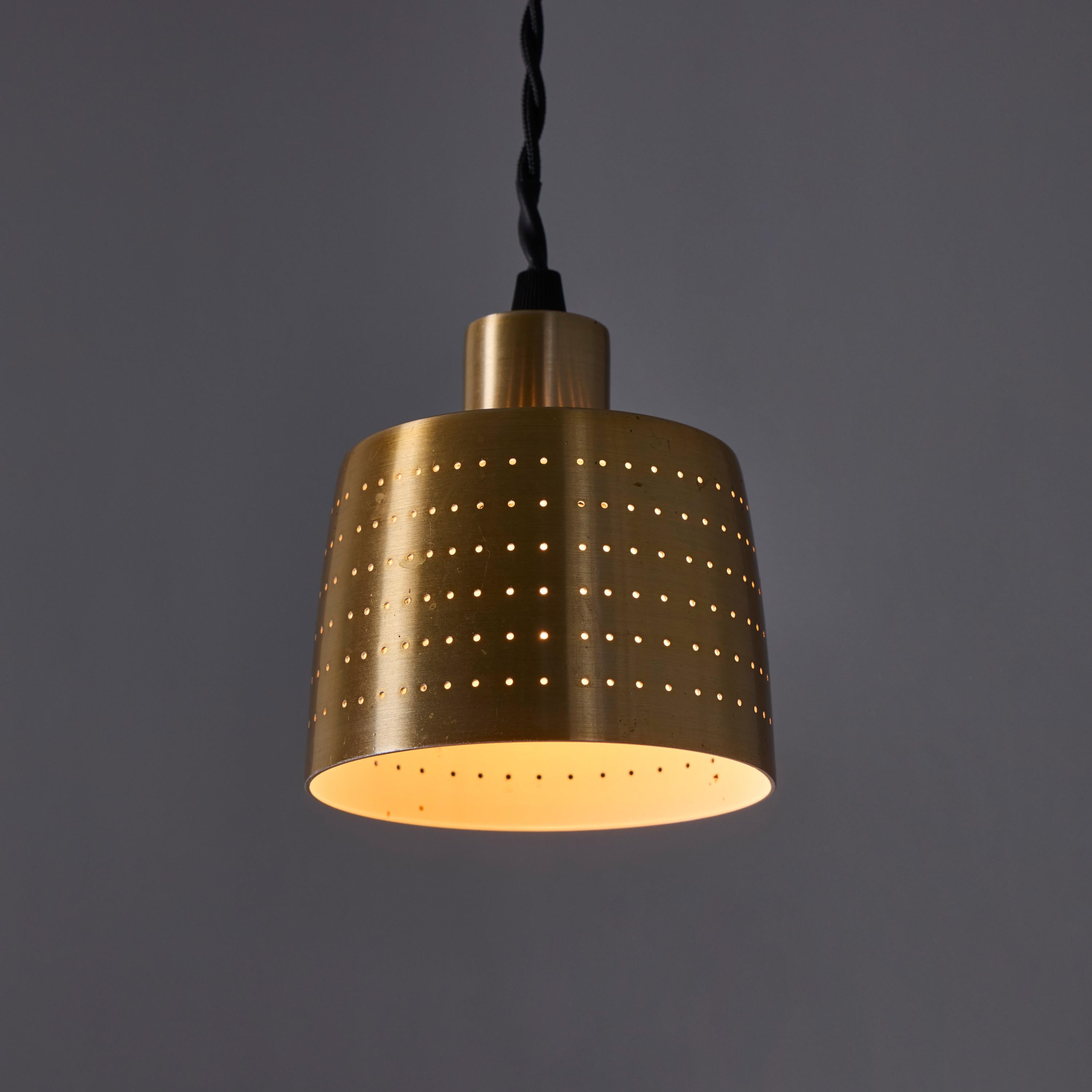 Mid-Century Modern 1950s Carl Thore Perforated Brassed Metal Pendant For Sale