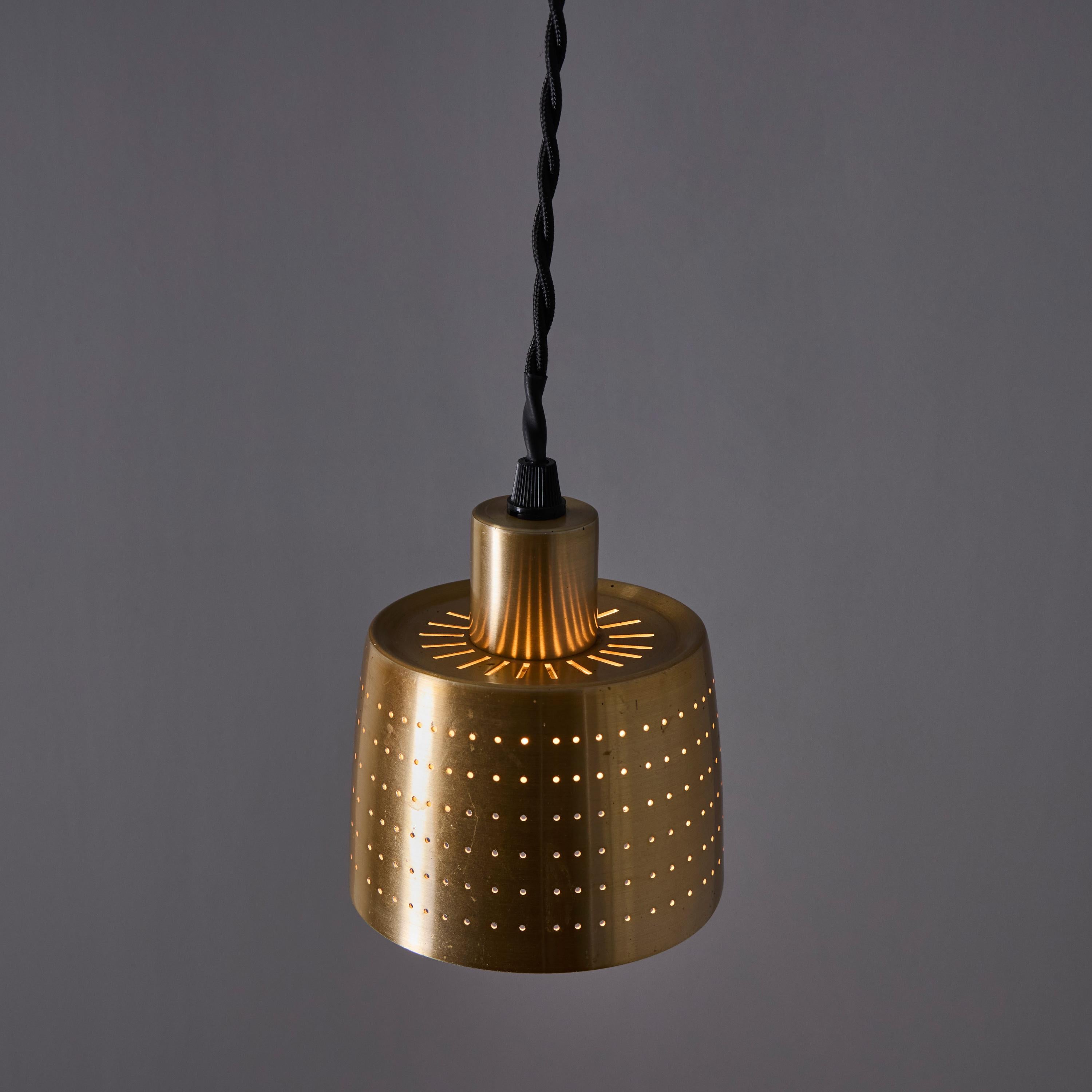 Swedish 1950s Carl Thore Perforated Brassed Metal Pendant For Sale