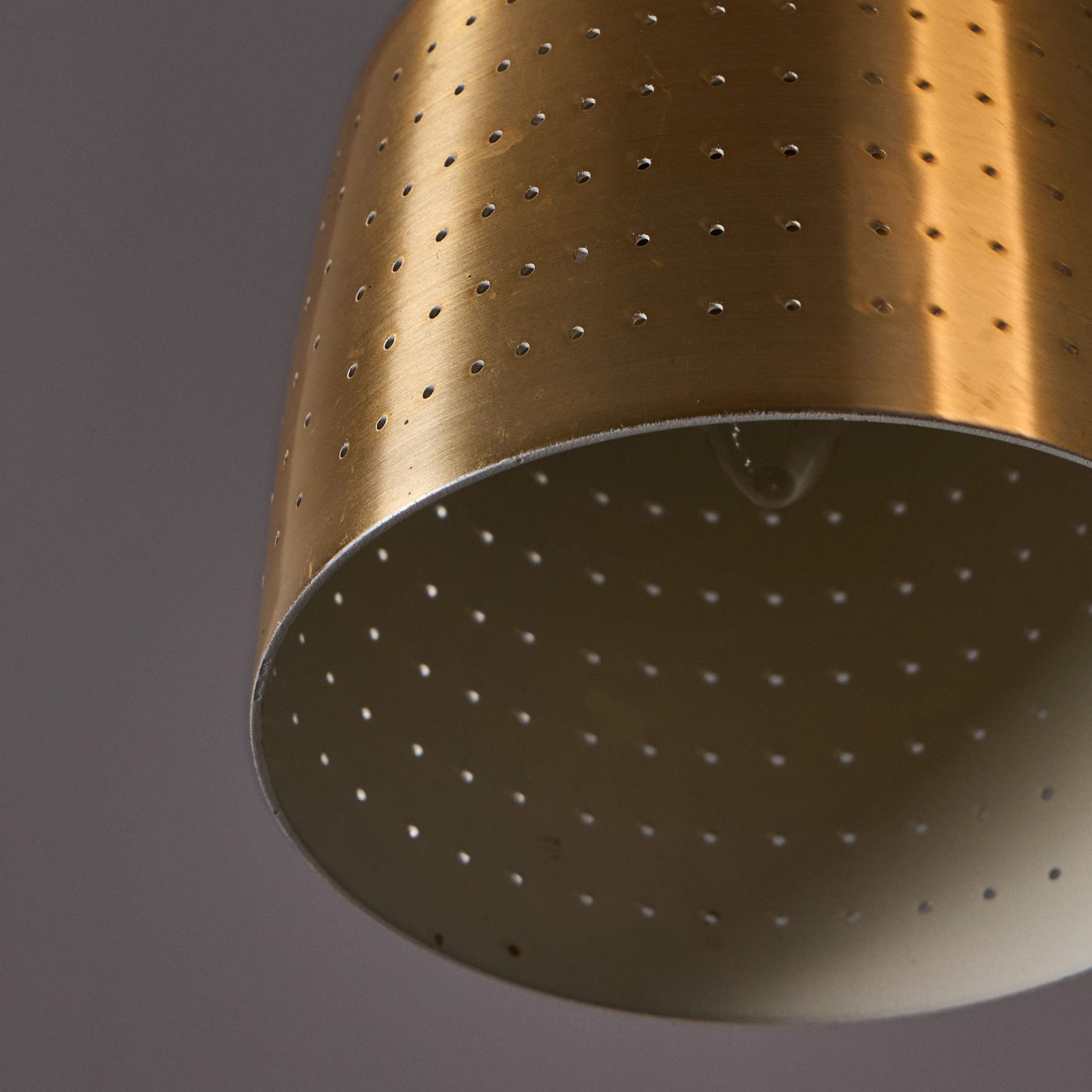 1950s Carl Thore Perforated Brassed Metal Pendant In Good Condition For Sale In Glendale, CA