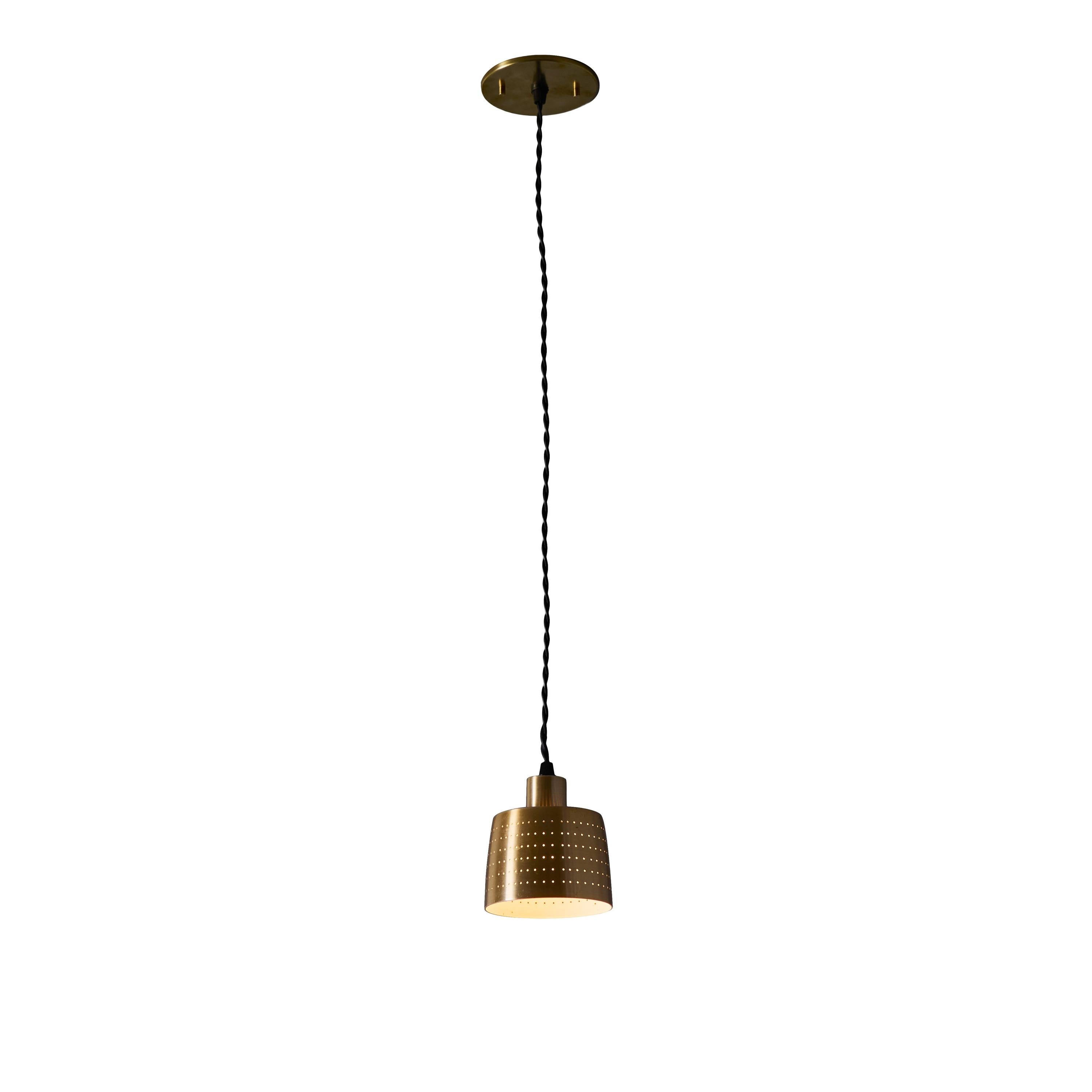 1950s Carl Thore Perforated Brassed Metal Pendant For Sale 1