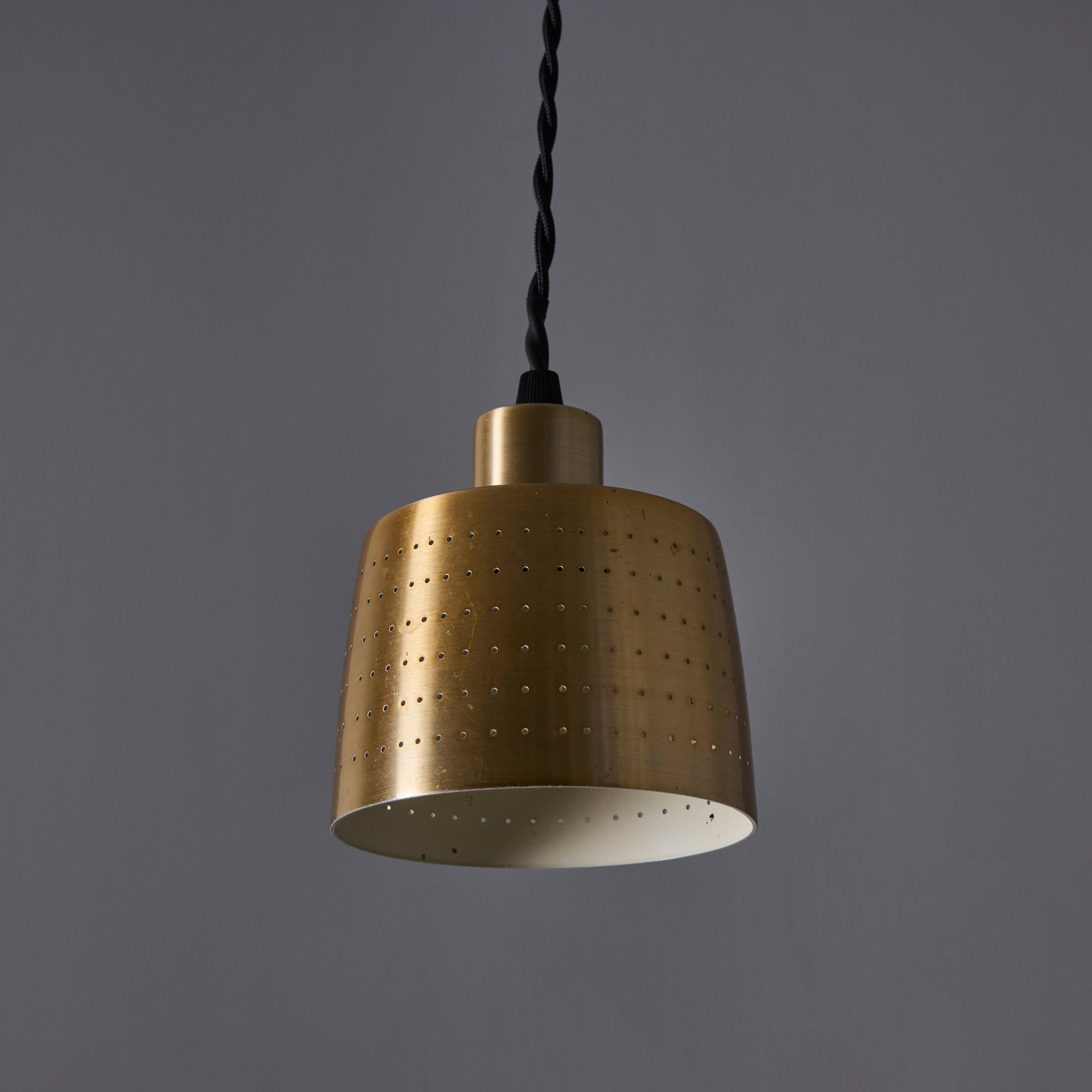 1950s Carl Thore Perforated Brassed Metal Pendant For Sale 2