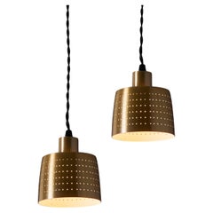 1950s Carl Thore Perforated Brassed Metal Pendant