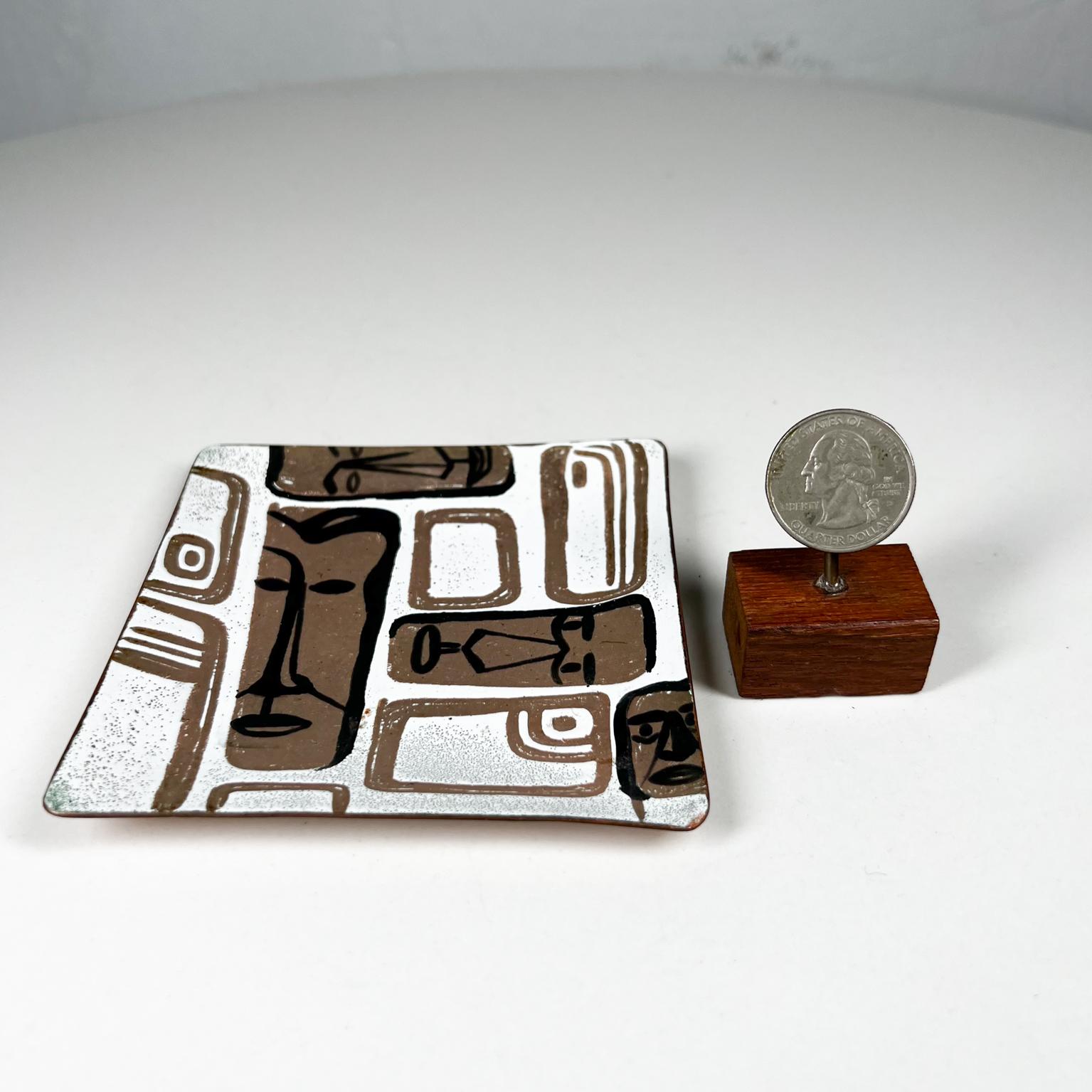 1950s Carl Wyman Modernist Copper Enamel Plate African Motif Ohio For Sale 3